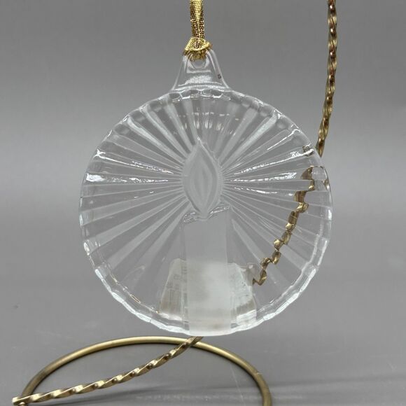 Crystal Christmas Ornament Vintage Mikasa Noel Candle Cut Glass Round 3.25" - Picture 1 of 6